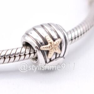 Authentic PANDORA Retired Sea Shell Charm with 14K Gold